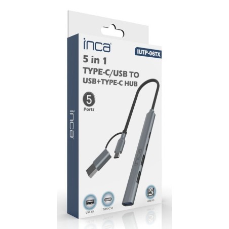 Inca adaptador iutp-06tx usb c a usb 3.0 2.0 + typ-c, 100w