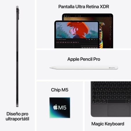 Apple ipad pro m5 wi-fi 2tb with standard glass space negro