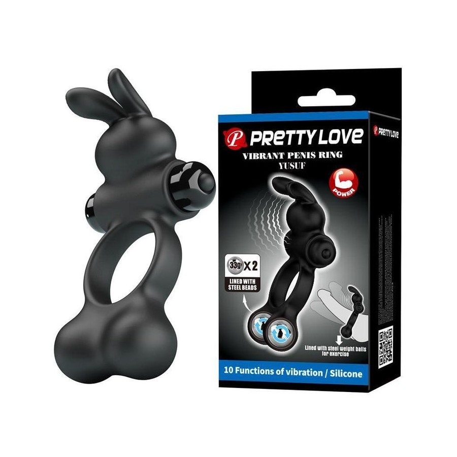 Yusuf anillo para el pene con bolas de metal 2x33gr