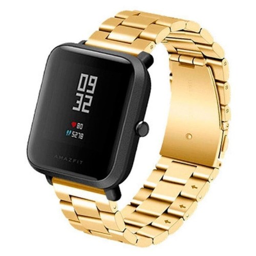 Correa universal metal eslabones 20mm para smartwatch xiaomi/amazfit/samsung/huawei/realme/ticwatch (dorado)