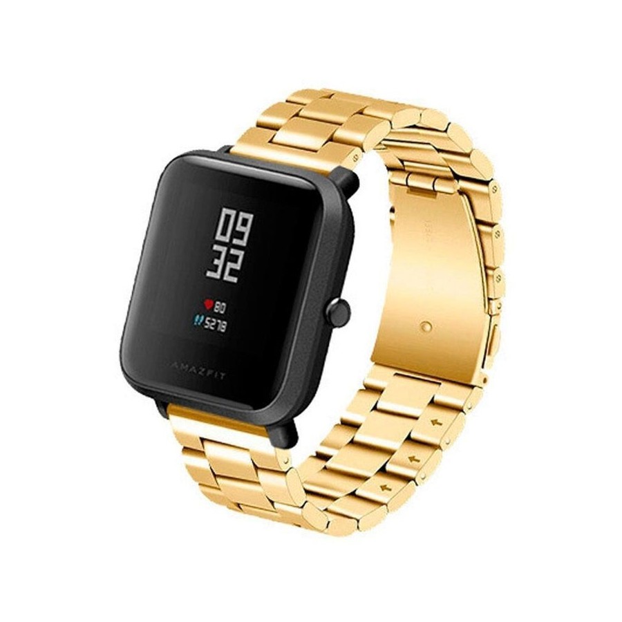 Correa universal metal eslabones 20mm para smartwatch xiaomi/amazfit/samsung/huawei/realme/ticwatch (dorado)