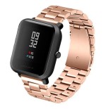 Correa universal metal eslabones 20mm para smartwatch xiaomi/amazfit/samsung/huawei/realme/ticwatch (rosa)