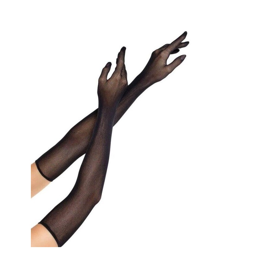 Leg avenue - guantes de rejilla largos de ópera negro