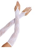 Leg avenue - guantes extralargos calientabrazos de encaje floral blanco