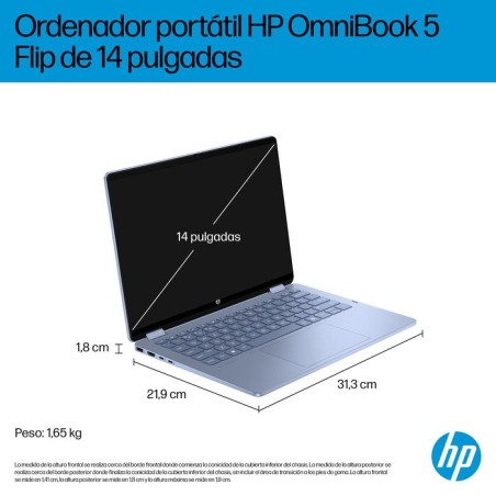 Portátil convertible hp omnibook 5 flip 14-fp0044ns intel core 5-120u 16gb 1tb ssd 14' táctil win11