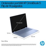 Portátil convertible hp omnibook 5 flip 14-fp0044ns intel core 5-120u 16gb 1tb ssd 14' táctil win11