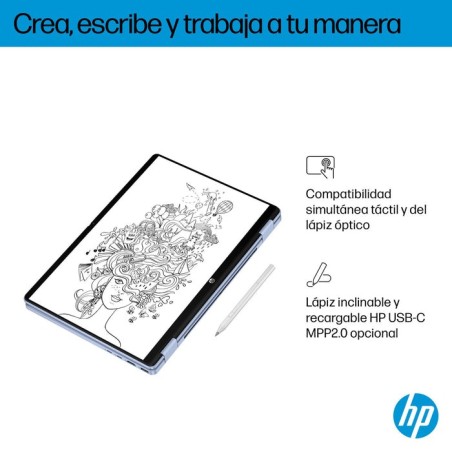 Portátil convertible hp omnibook 5 flip 14-fp0044ns intel core 5-120u 16gb 1tb ssd 14' táctil win11