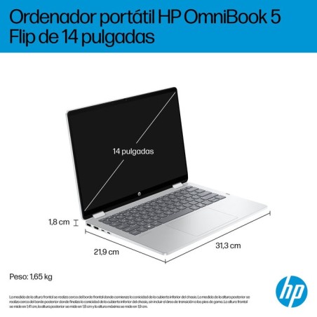 Portátil convertible hp omnibook 5 flip 14-fp0045ns intel core 7-150u 16gb 1tb ssd 14' táctil win11