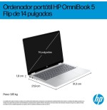 Portátil convertible hp omnibook 5 flip 14-fp0045ns intel core 7-150u 16gb 1tb ssd 14' táctil win11
