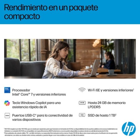 Portátil convertible hp omnibook 5 flip 14-fp0045ns intel core 7-150u 16gb 1tb ssd 14' táctil win11