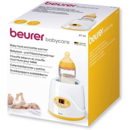Calentador de biberones digital beurer by-52 función calienta potitos 80w display led con indicación temperatura