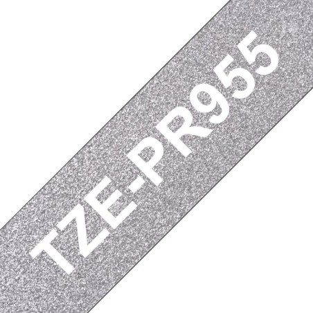 Brother tze-pr955 cinta para impresora de etiquetas blanco sobre plata