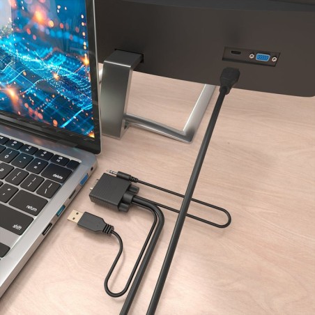Cable conversor aisens a115-1009 svga macho usb macho jack macho hdmi macho 2m negro