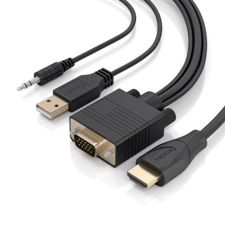 Cable conversor aisens a122-1013 svga macho usb macho jack macho hdmi macho 1m negro