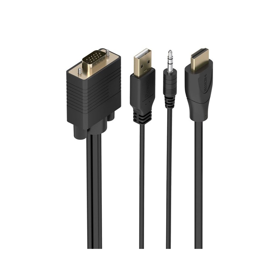 Cable conversor aisens a122-1014 svga macho usb macho jack macho hdmi macho 1.5m negro