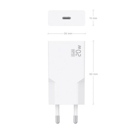 Cargador de pared gan aisens a110-0997 1xusb tipo-c 20w blanco