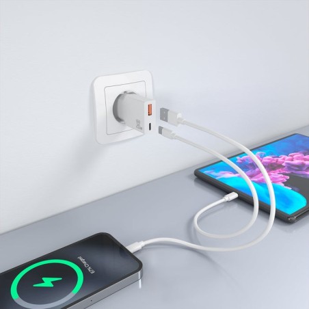 Cargador de pared gan aisens a110-0998 1xusb tipo-c 1xusb 20w blanco