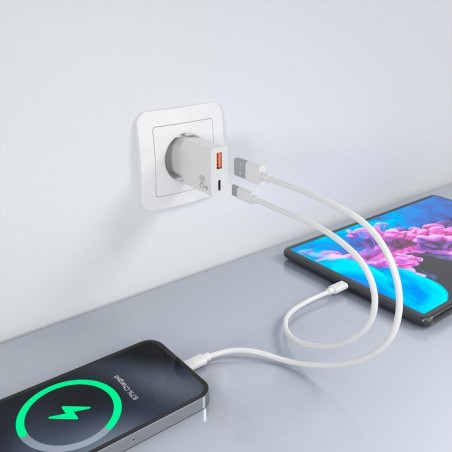 Cargador de pared gan aisens a110-1000 1xusb tipo-c 1xusb 25w blanco