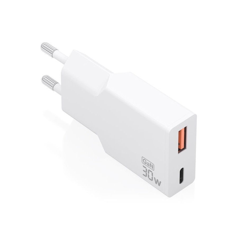 Cargador de pared gan aisens a110-1002 1xusb tipo-c 1xusb 30w blanco