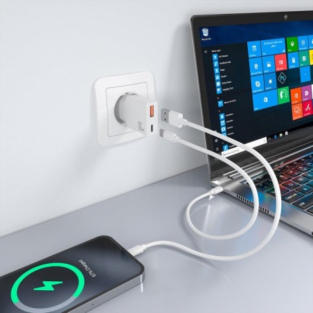 Cargador de pared gan aisens a110-1002 1xusb tipo-c 1xusb 30w blanco