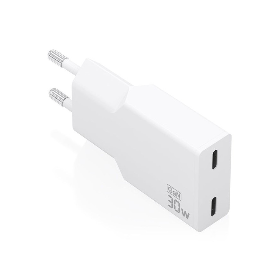Cargador de pared gan aisens a110-1003 2xusb tipo-c 30w blanco