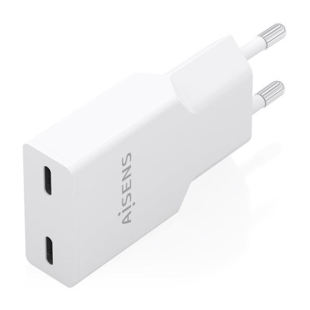 Cargador de pared gan aisens a110-1003 2xusb tipo-c 30w blanco