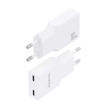 Cargador de pared gan aisens a110-1003 2xusb tipo-c 30w blanco