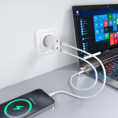 Cargador de pared gan aisens a110-1003 2xusb tipo-c 30w blanco