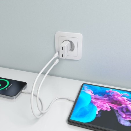Cargador de pared gan aisens a110-1003 2xusb tipo-c 30w blanco