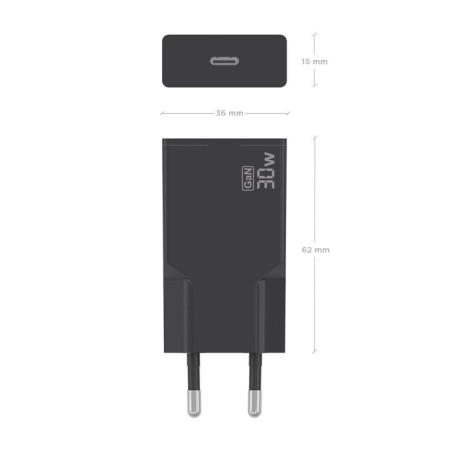 Cargador de pared gan aisens a110-1004 1xusb tipo-c 30w negro