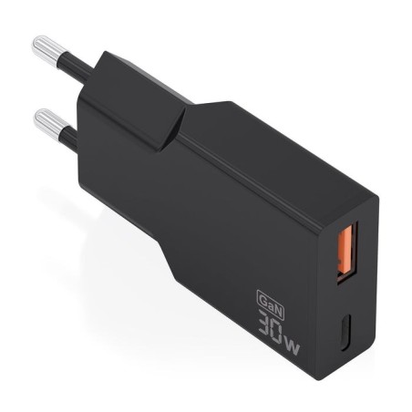 Cargador de pared gan aisens a110-1005 1xusb tipo-c 1xusb 30w negro