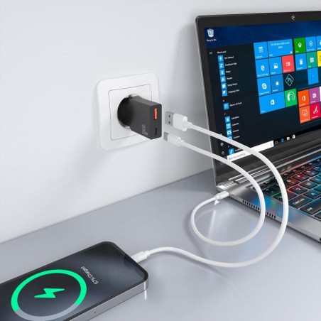 Cargador de pared gan aisens a110-1005 1xusb tipo-c 1xusb 30w negro