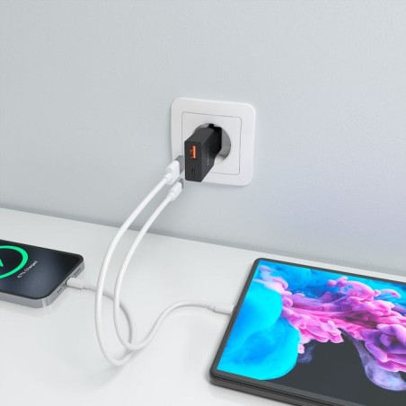 Cargador de pared gan aisens a110-1005 1xusb tipo-c 1xusb 30w negro