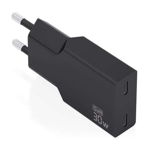 Cargador de pared gan aisens a110-1006 2xusb tipo-c 30w negro