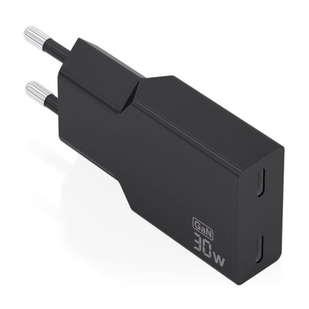 Cargador de pared gan aisens a110-1006 2xusb tipo-c 30w negro