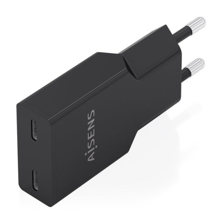 Cargador de pared gan aisens a110-1006 2xusb tipo-c 30w negro
