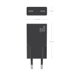 Cargador de pared gan aisens a110-1006 2xusb tipo-c 30w negro