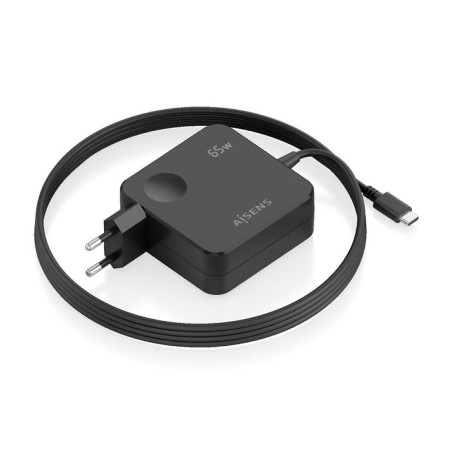Cargador de pared gan aisens asch-1pd65wl80-bk 1xusb tipo-c 65w negro