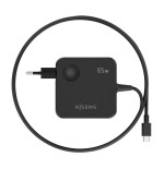 Cargador de pared gan aisens asch-1pd65wl80-bk 1xusb tipo-c 65w negro
