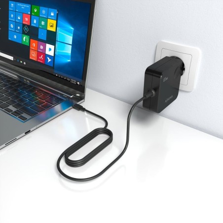 Cargador de pared gan aisens asch-1pd65wl80-bk 1xusb tipo-c 65w negro