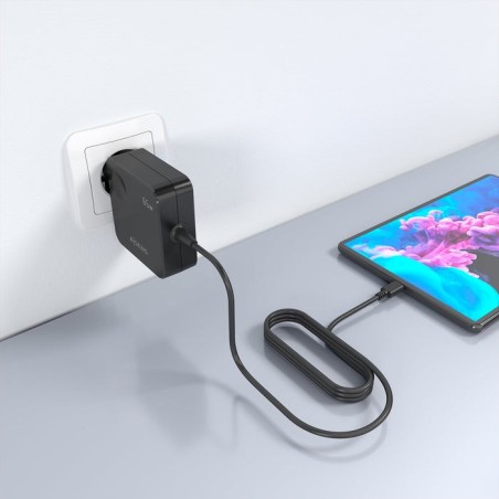 Cargador de pared gan aisens asch-1pd65wl80-bk 1xusb tipo-c 65w negro