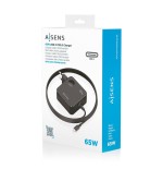 Cargador de pared gan aisens asch-1pd65wl80-bk 1xusb tipo-c 65w negro