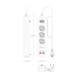 Regleta con interruptor aisens asps-2a2c10-w 3 tomas de corriente 2 usb 2 usb tipo-c cable 1.4m blanco