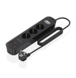 Regleta con interruptor aisens asps-2a2c11-bk 3 tomas de corriente 2 usb 2 usb tipo-c cable 1.4m negro