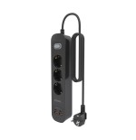 Regleta con interruptor aisens asps-2a2c11-bk 3 tomas de corriente 2 usb 2 usb tipo-c cable 1.4m negro