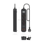 Regleta con interruptor aisens asps-2a2c11-bk 3 tomas de corriente 2 usb 2 usb tipo-c cable 1.4m negro