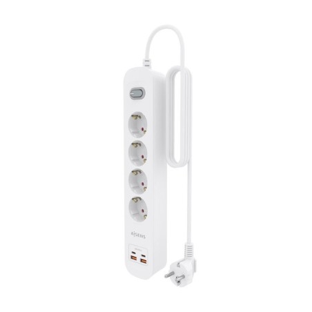 Regleta con interruptor aisens asps-2a2c12-w 4 tomas de corriente 2 usb 2 usb tipo-c cable 1.4m blanco