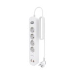 Regleta con interruptor aisens asps-2a2c12-w 4 tomas de corriente 2 usb 2 usb tipo-c cable 1.4m blanco