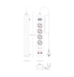 Regleta con interruptor aisens asps-2a2c12-w 4 tomas de corriente 2 usb 2 usb tipo-c cable 1.4m blanco