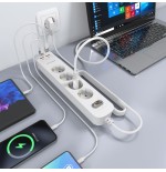 Regleta con interruptor aisens asps-2a2c12-w 4 tomas de corriente 2 usb 2 usb tipo-c cable 1.4m blanco